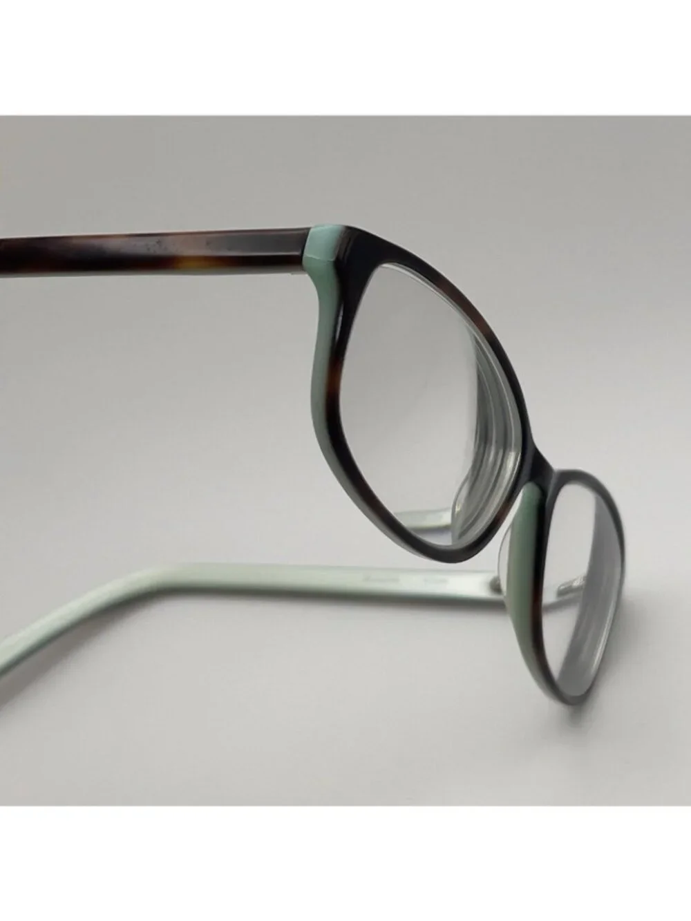 Bulova IXTAPA Havana Mint Eyeglass Frame Oval Blue Brown Full Rim 53-16-140 Case
